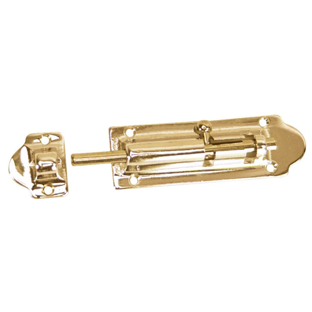 Whitecap Barrel Bolt - Polished Brass - 4" - Get Tight Gear