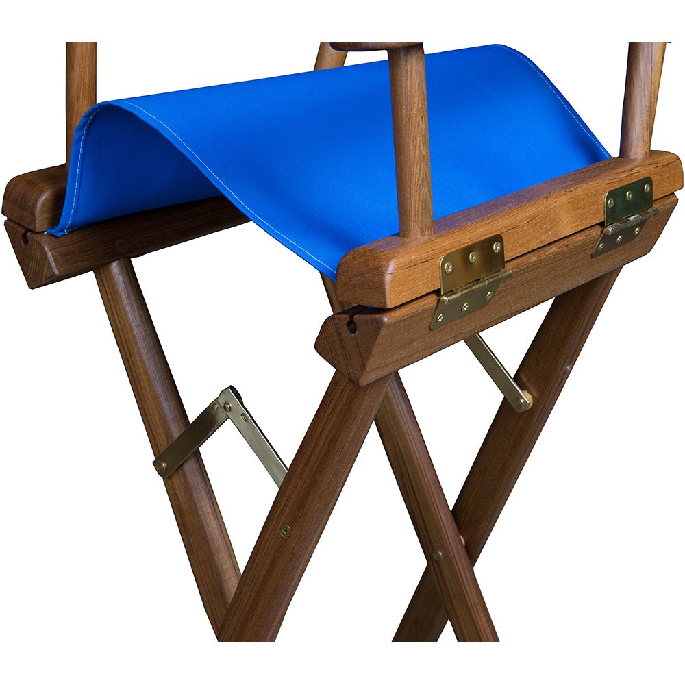 Whitecap Captain's Chair w/Blue Seat Covers - Teak - Get Tight Gear
