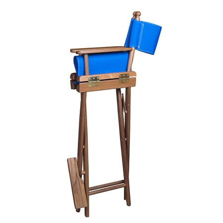 Whitecap Captain's Chair w/Blue Seat Covers - Teak - Get Tight Gear