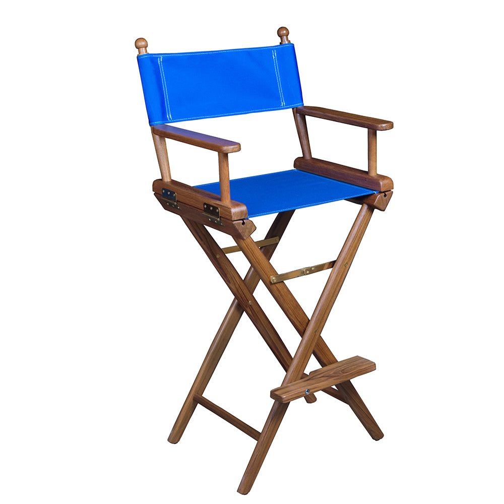 Whitecap Captain's Chair w/Blue Seat Covers - Teak - Get Tight Gear