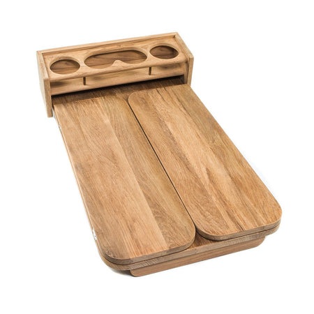 Whitecap Cockpit Table w/Folding Leaves & 4 Cupholders - Teak - Get Tight Gear