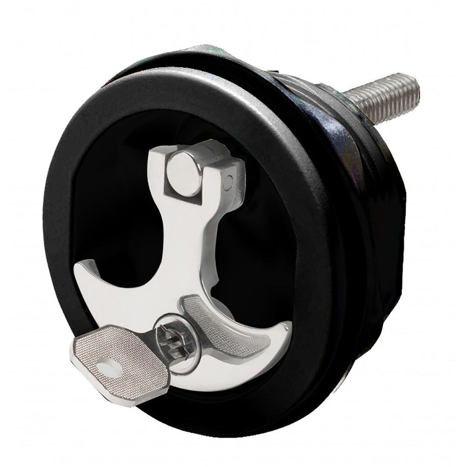 Whitecap Compression Handle CP Zamac/Black Nylon Locking Fresh Water Use Only - Get Tight Gear