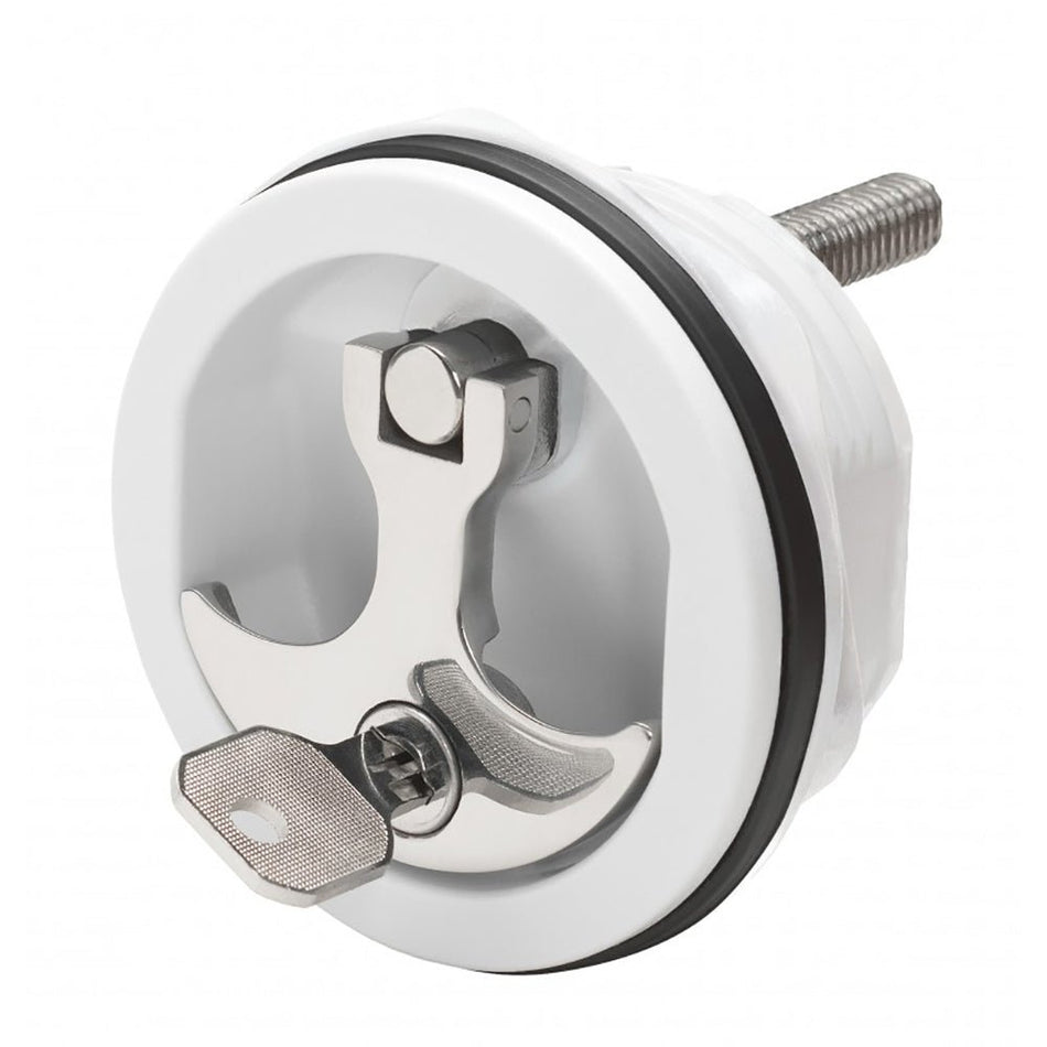 Whitecap Compression Handle CP Zamac/White Nylon Locking Fresh Water Use Only - Get Tight Gear