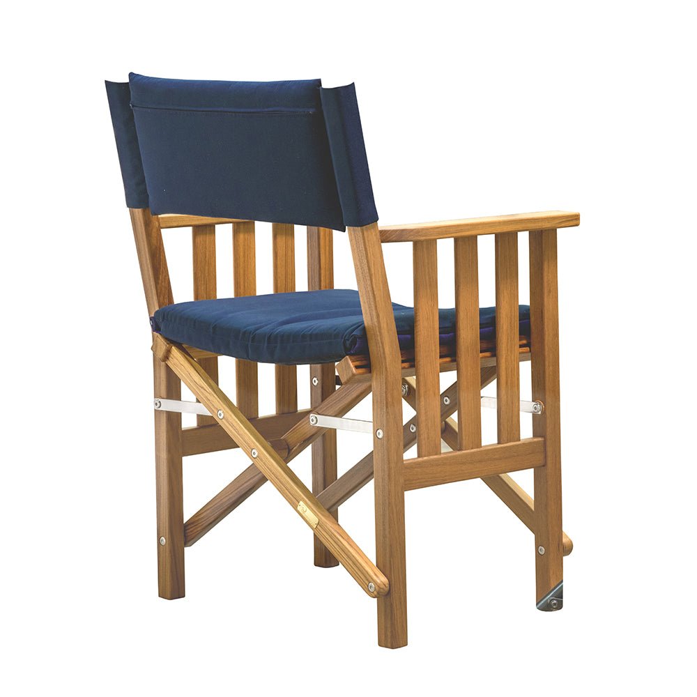 Whitecap Director's Chair II w/Navy Cushion - Teak - Get Tight Gear