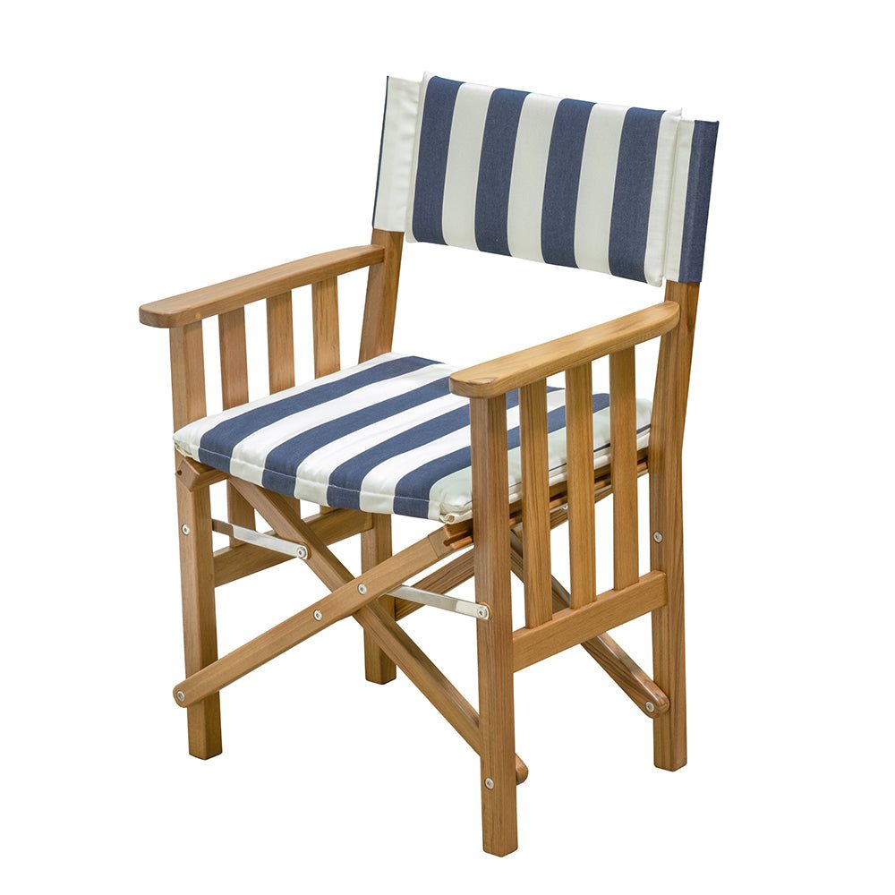 Whitecap Director's Chair II w/Navy & White Cushion - Teak - Get Tight Gear
