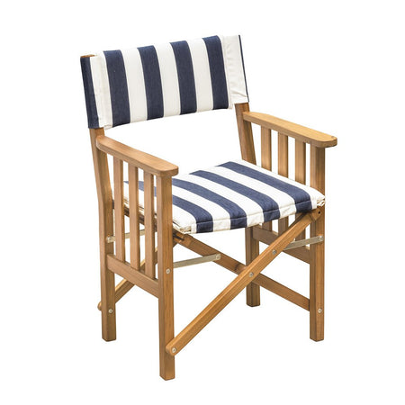 Whitecap Director's Chair II w/Navy & White Cushion - Teak - Get Tight Gear