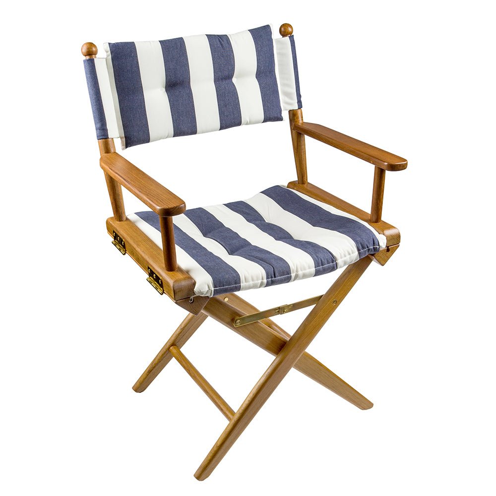 Whitecap Director's Chair w/Navy & White Cushion - Teak - Get Tight Gear