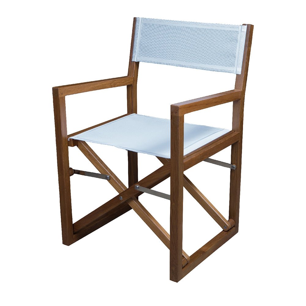 Whitecap Director's Chair w/White Batyline Fabric - Teak - Get Tight Gear