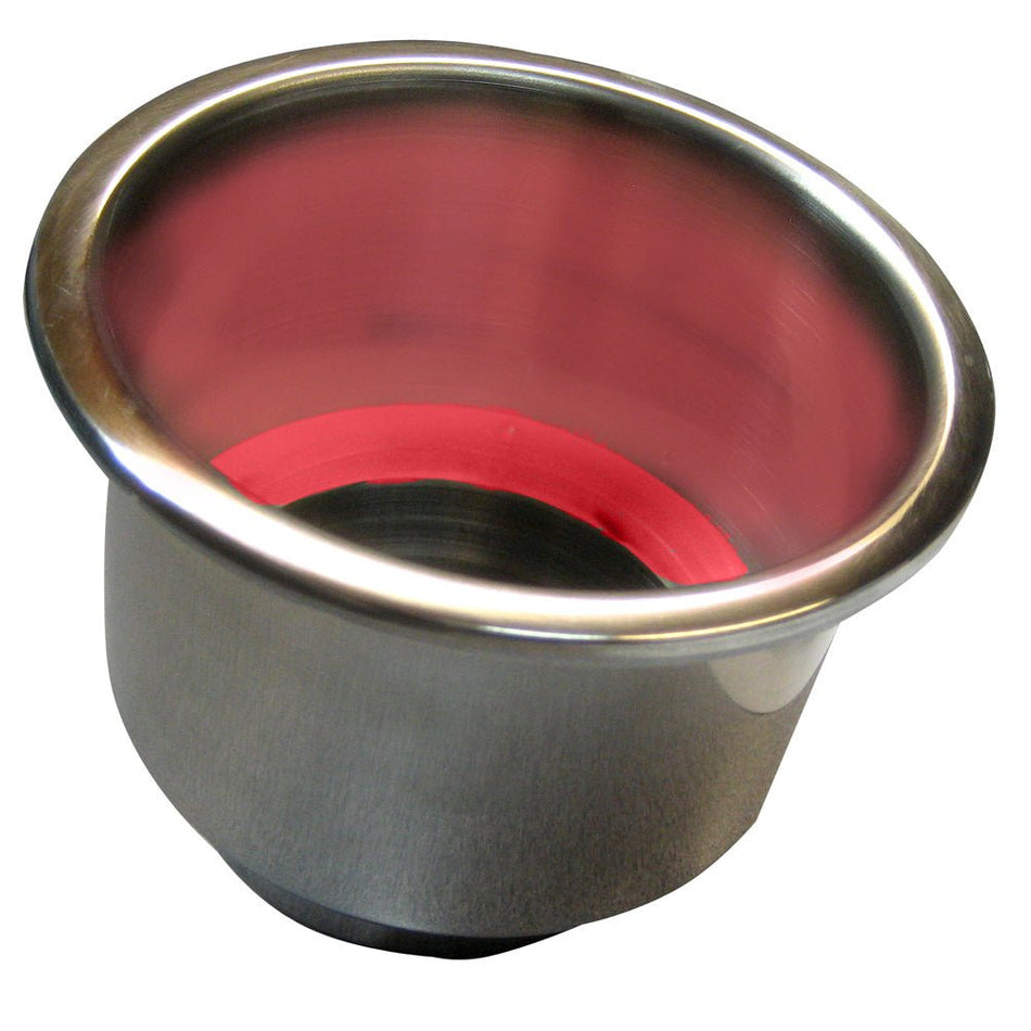 Whitecap Flush Mount Cup Holder w/Red LED Light - Stainless Steel - Get Tight Gear