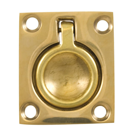 Whitecap Flush Pull Ring - Polished Brass - 1 - 1/2" x 1 - 3/4" - Get Tight Gear