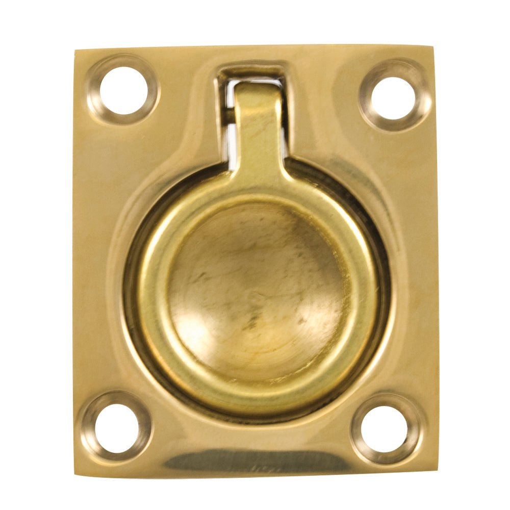 Whitecap Flush Pull Ring - Polished Brass - 1 - 1/2" x 1 - 3/4" - Get Tight Gear