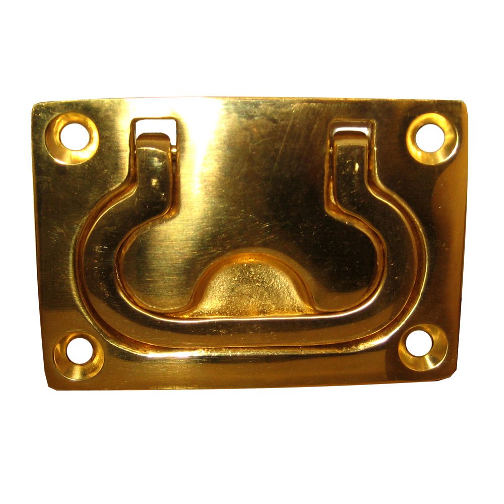 Whitecap Flush Pull Ring - Polished Brass - 3" x 2" - Get Tight Gear