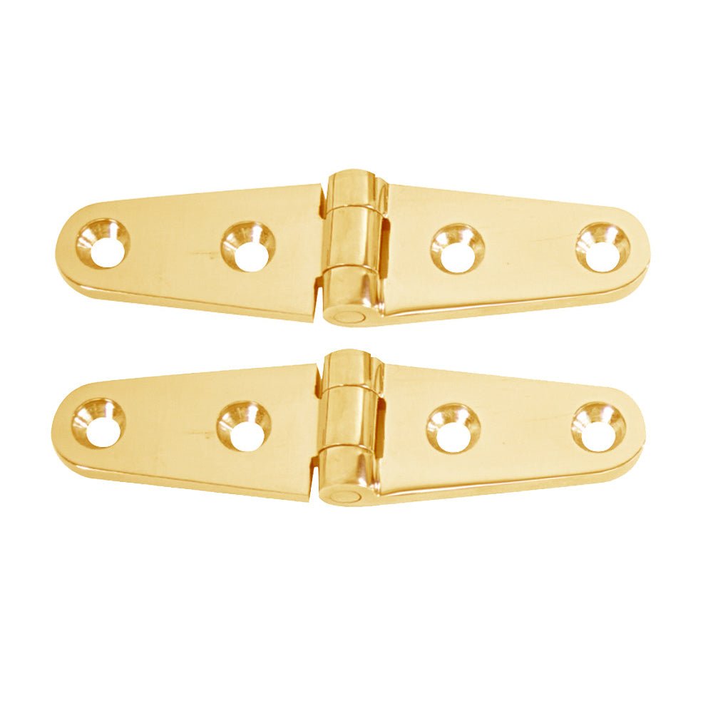 Whitecap Strap Hinge - Polished Brass - 4" x 1" - Pair - Get Tight Gear
