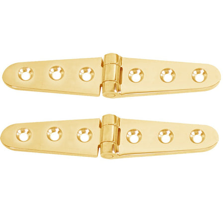 Whitecap Strap Hinge - Polished Brass - 6" x 1 - 1/8" - Pair - Get Tight Gear