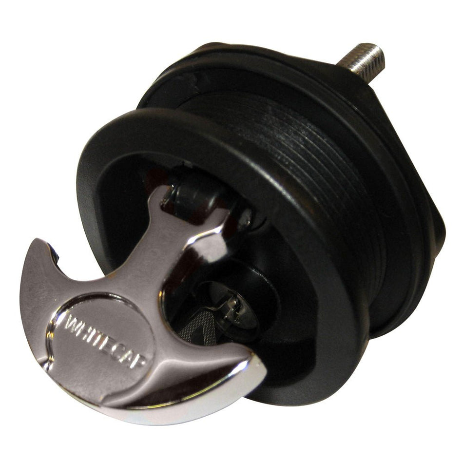 Whitecap T - Handle Latch - Chrome Plated Zamac/Black Nylon - Locking - Freshwater Use Only - Get Tight Gear