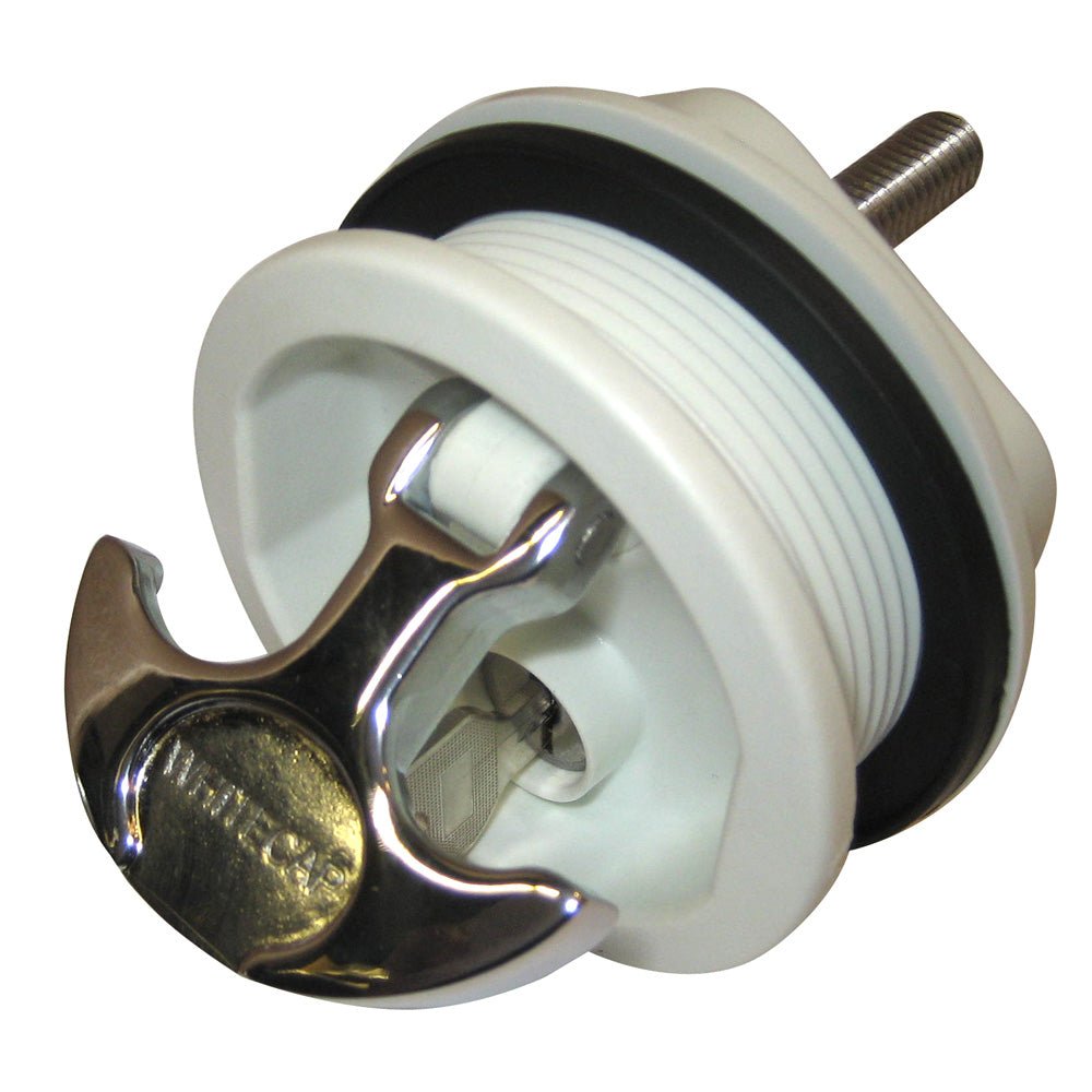 Whitecap T - Handle Latch - Chrome Plated Zamac/White Nylon - Locking - Freshwater Use Only - Get Tight Gear