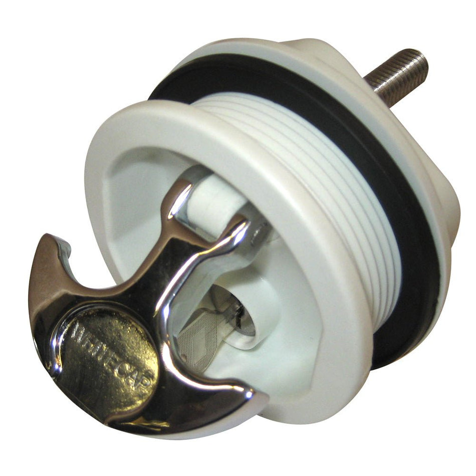 Whitecap T - Handle Latch - Chrome Plated Zamac/White Nylon - Locking - Freshwater Use Only - Get Tight Gear