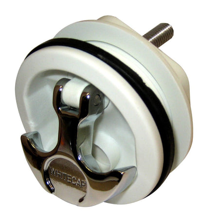 Whitecap T - Handle Latch - Chrome Plated Zamac/White Nylon - No Lock - Freshwater Use Only - Get Tight Gear