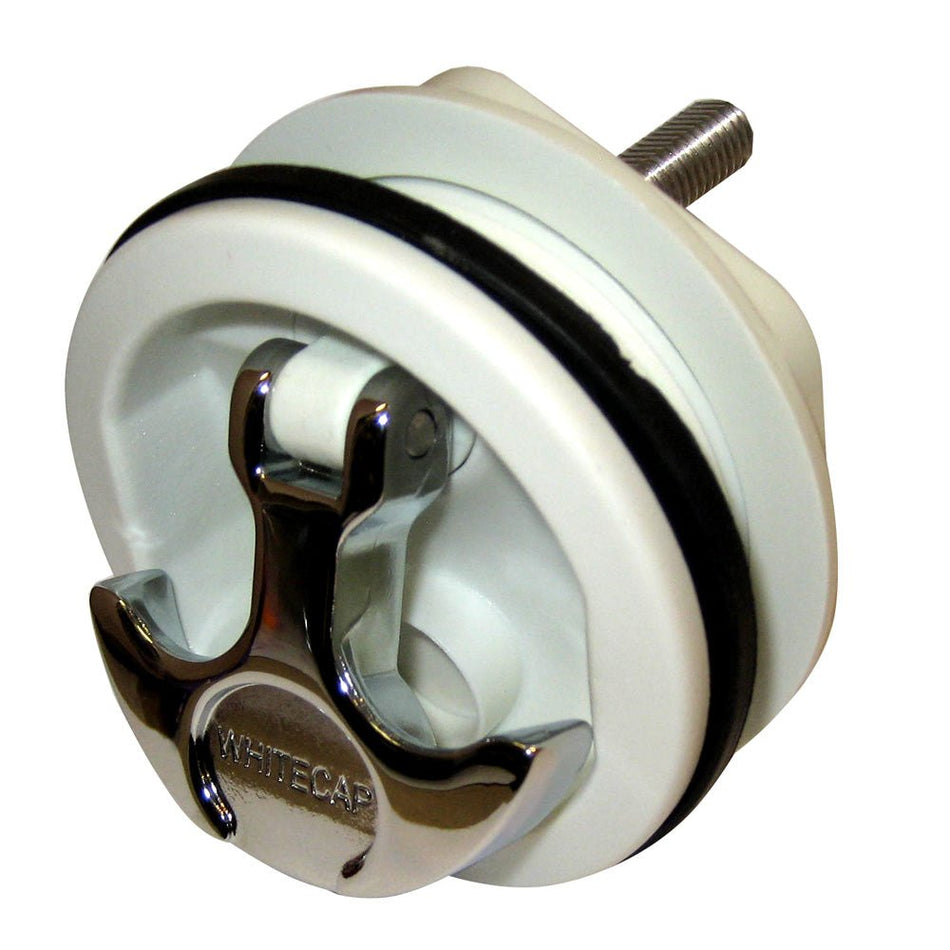 Whitecap T - Handle Latch - Chrome Plated Zamac/White Nylon - No Lock - Freshwater Use Only - Get Tight Gear