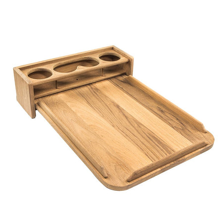 Whitecap Teak Drinkholder w/Removable Cockpit Table Top - Holds 4 Glasses - Get Tight Gear