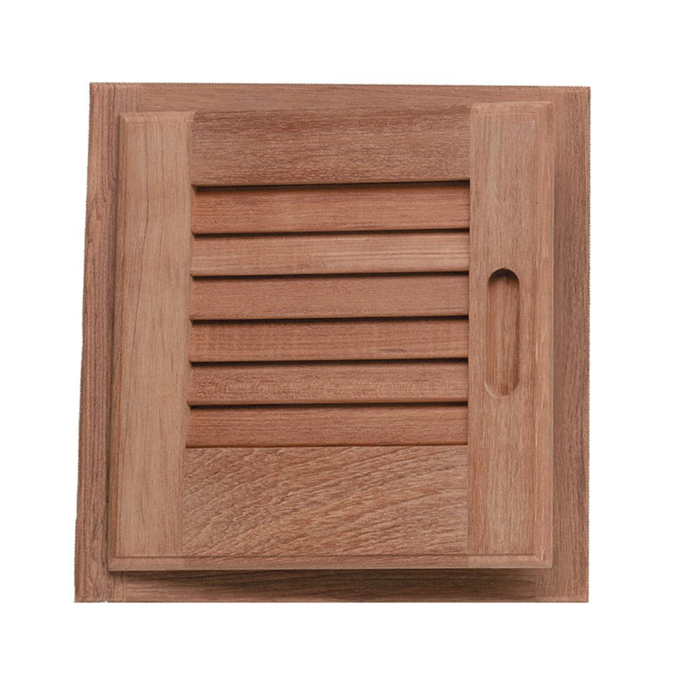 Whitecap Teak Louvered Door & Frame - Left Hand - 12" x 12" - Get Tight Gear