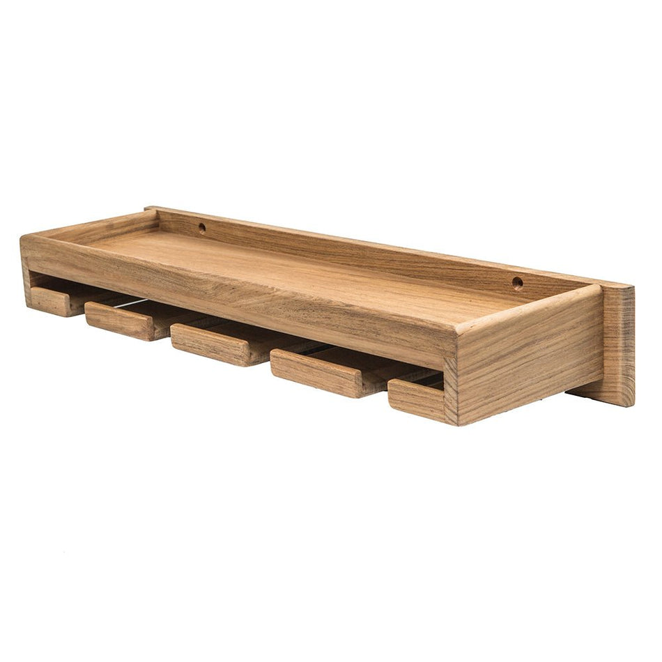 Whitecap Teak Wineglass Rack w/Shelf - Get Tight Gear
