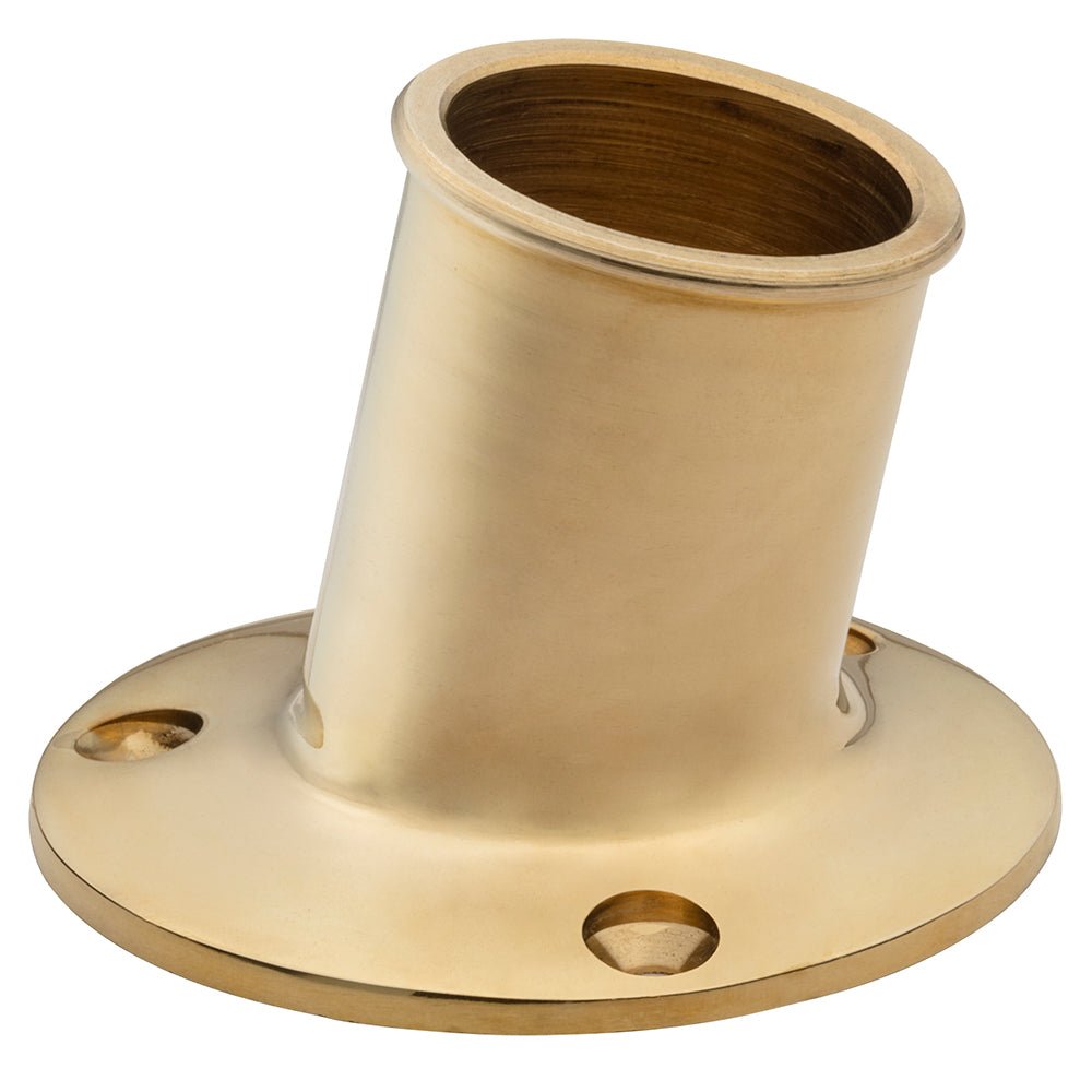 Whitecap Top Mount Flag Pole Socket 1 - 1/4" ID - Polished Brass - Get Tight Gear