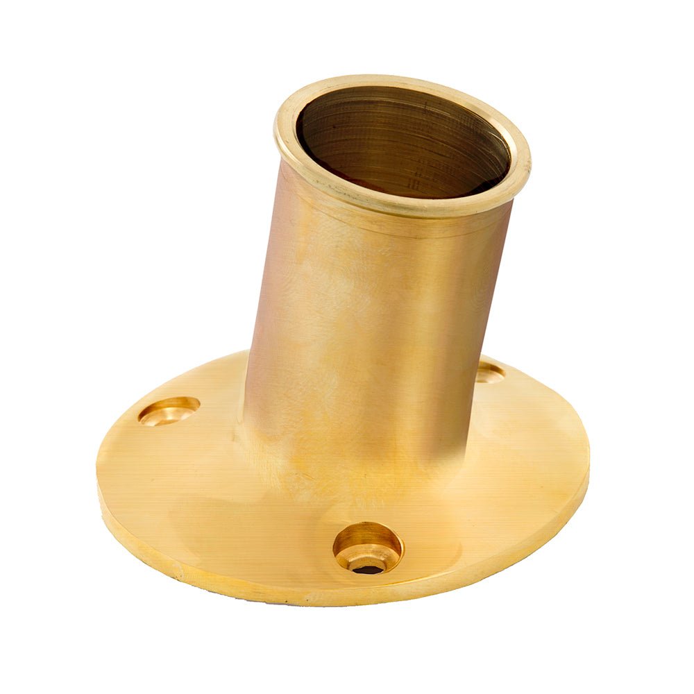 Whitecap Top Mount Flag Pole Socket - 1" ID - Polished Brass - Get Tight Gear