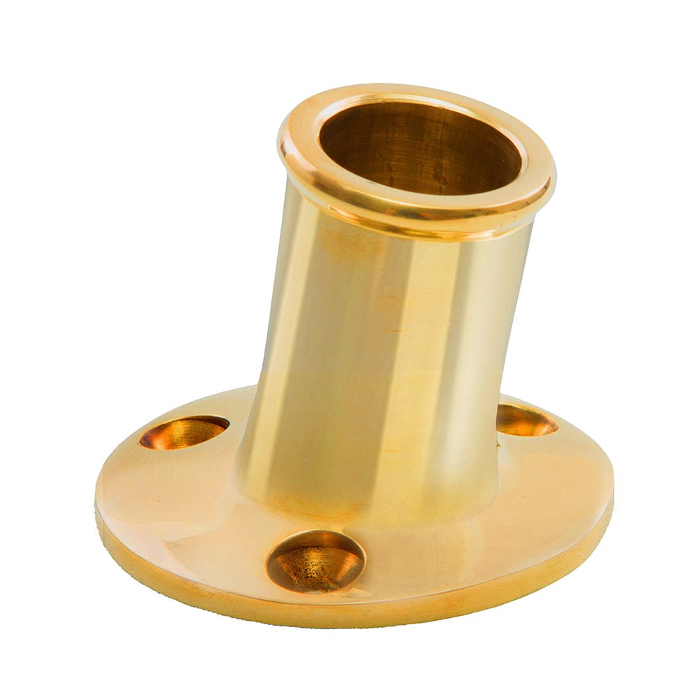 Whitecap Top - Mounted Flag Pole Socket Polished Brass - 3/4" ID - Get Tight Gear