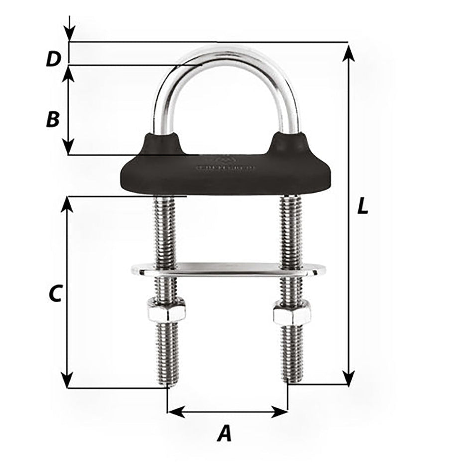 Wichard Black Watertight U - Bolt - 10mm Diameter - 25/64" - 90mm Length - 3 - 35/64" - Get Tight Gear