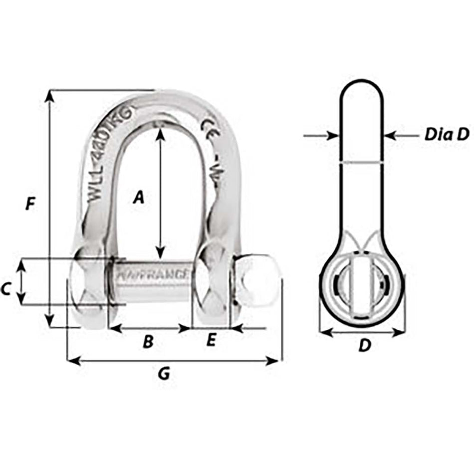 Wichard Captive Pin D Shackle - Diameter 10mm - 13/32" - Get Tight Gear