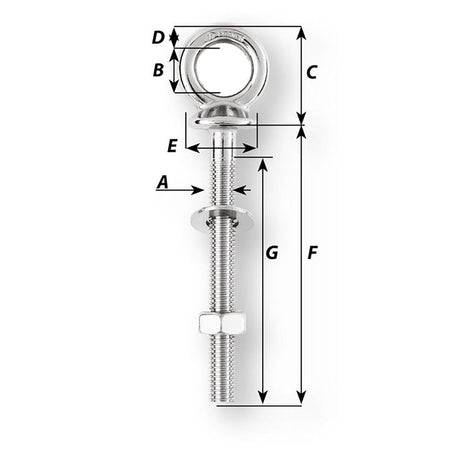 Wichard Eye Bolt - Diameter 5/32" - Length 4" - Get Tight Gear