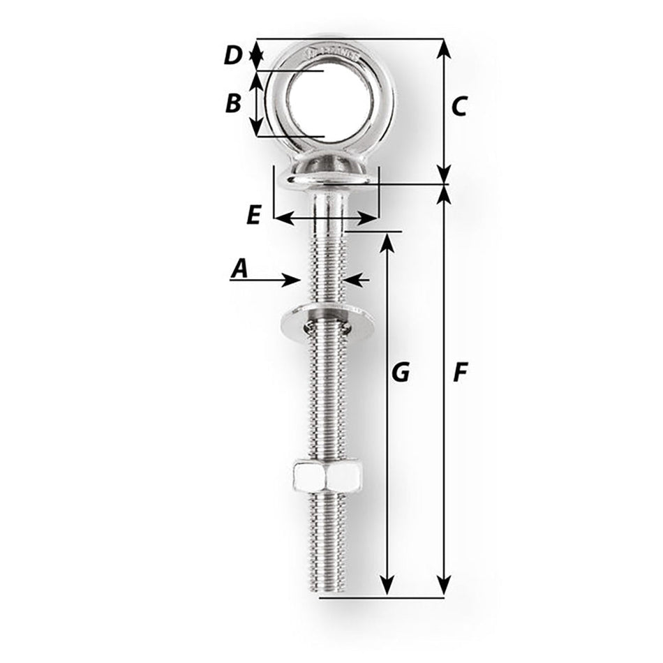 Wichard Eye Bolt - Diameter 5/32" - Length 4" - Get Tight Gear