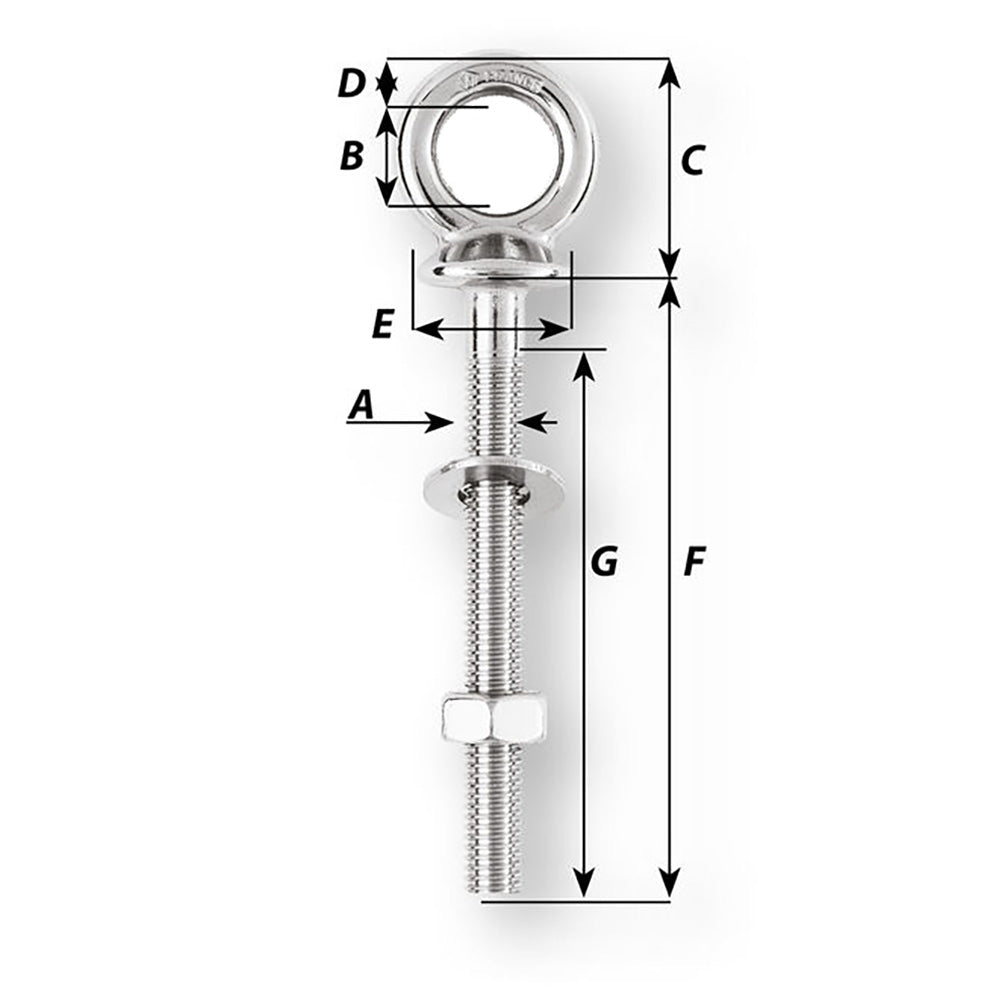 Wichard Eye Bolt - Diameter 9/16" - Length 3 - 5/32" - Get Tight Gear
