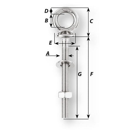 Wichard Eye Bolt - M10 x 150mm - Length 100mm - Get Tight Gear