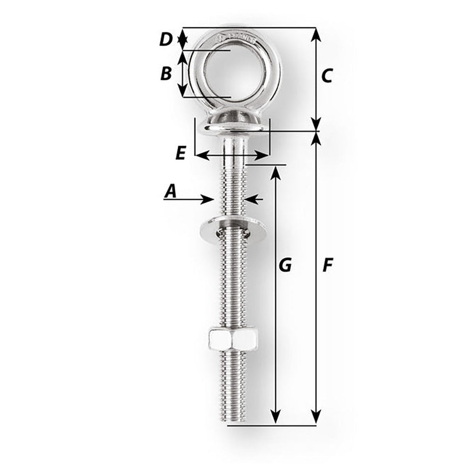 Wichard Eye Bolt - M10 x 150mm - Length 100mm - Get Tight Gear