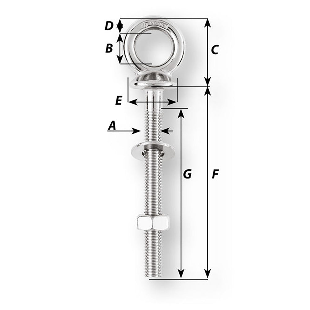Wichard Eye Bolt - M12 x 175mm - Length 120mm - Get Tight Gear
