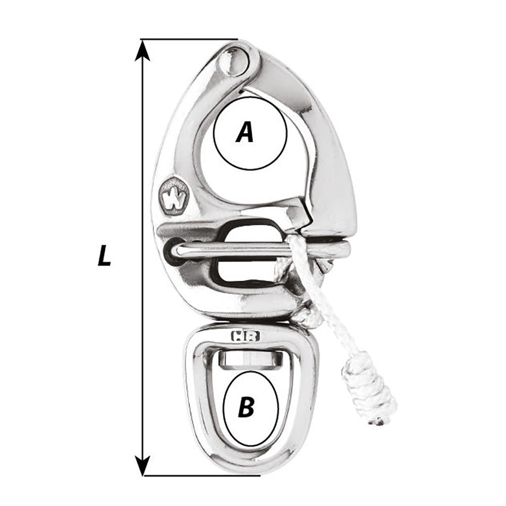 Wichard HR Quick Release Snap Shackle With Swivel Eye - 80mm Length - 3 - 5/32" - Get Tight Gear