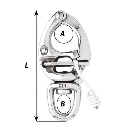 Wichard HR Quick Release Snap Shackle With Swivel Eye - 80mm Length - 3 - 5/32" - Get Tight Gear