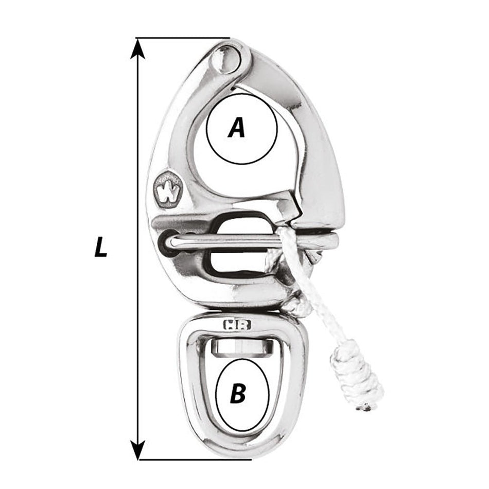 Wichard HR Quick Release Snap Shackle With Swivel Eye - 80mm Length - 3 - 5/32" - Get Tight Gear