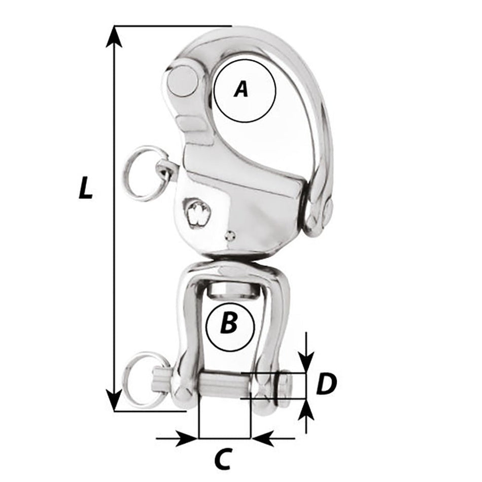 Wichard HR Snap Shackle With Clevis Pin Swivel - 120mm Length - 4 - 23/32" - Get Tight Gear