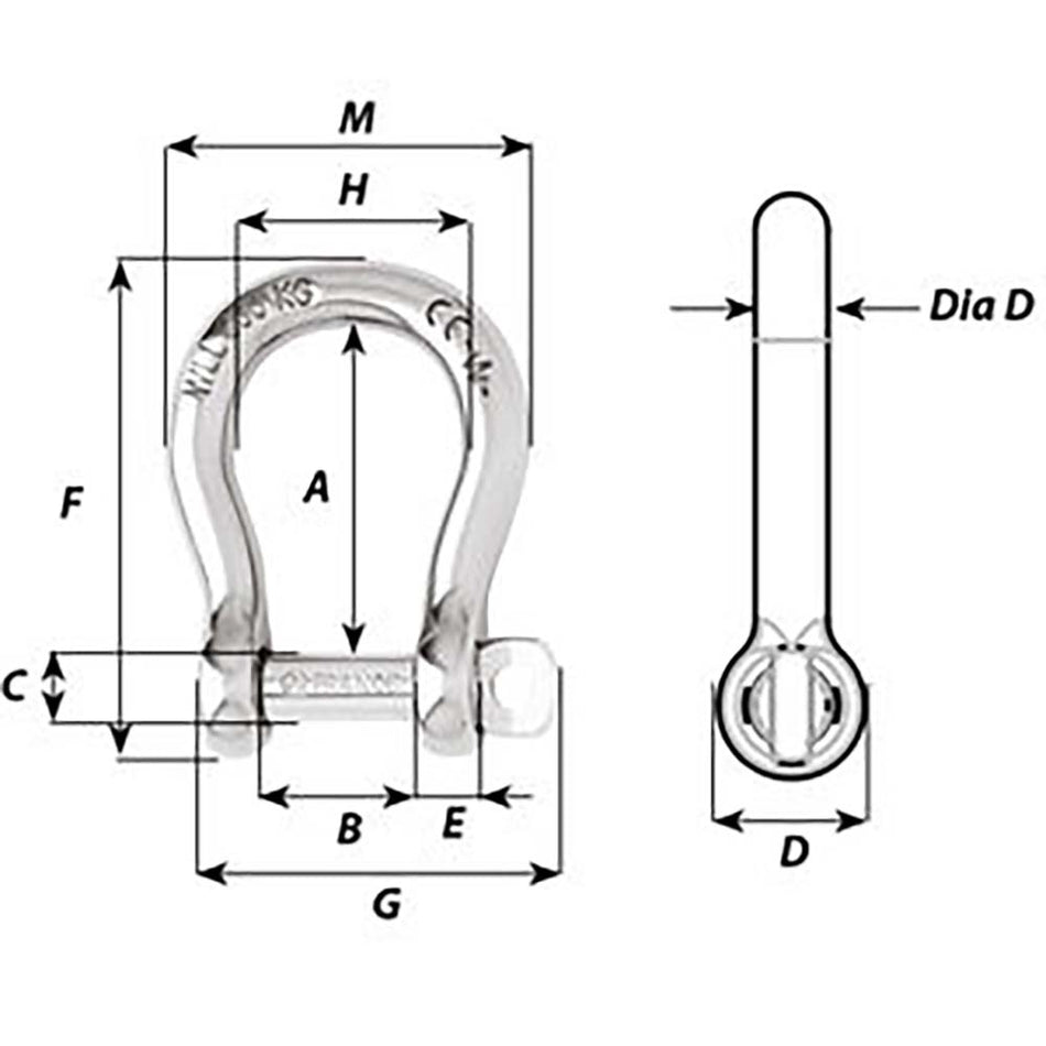 Wichard Self - Locking Bow Shackle - Diameter 12mm - 15/32" - Get Tight Gear