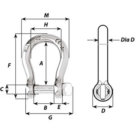 Wichard Self - Locking Bow Shackle - Diameter 6mm - 1/4" - Get Tight Gear