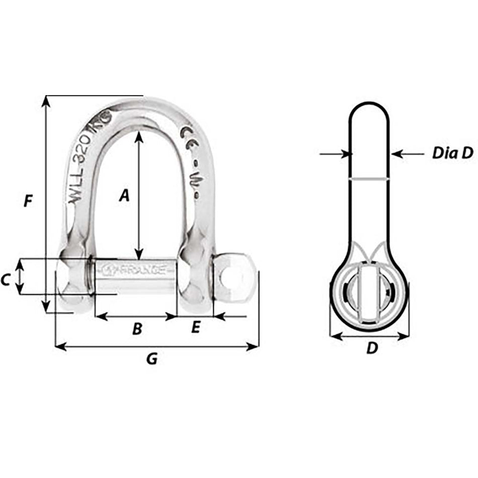 Wichard Self - Locking D Shackle - Diameter 4mm - 5/32" - Get Tight Gear