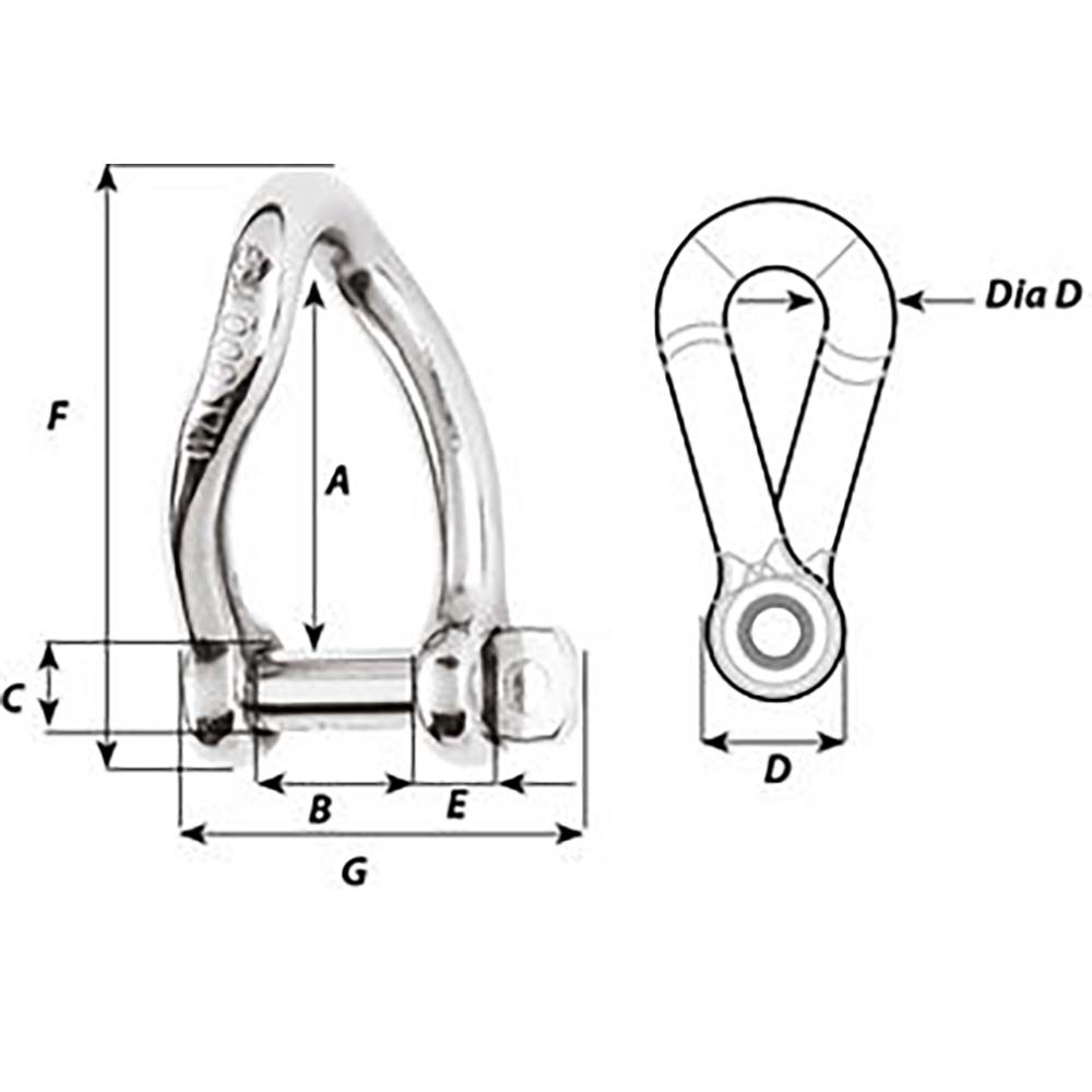 Wichard Self - Locking Twisted Shackle - Diameter 8mm - 5/16" - Get Tight Gear