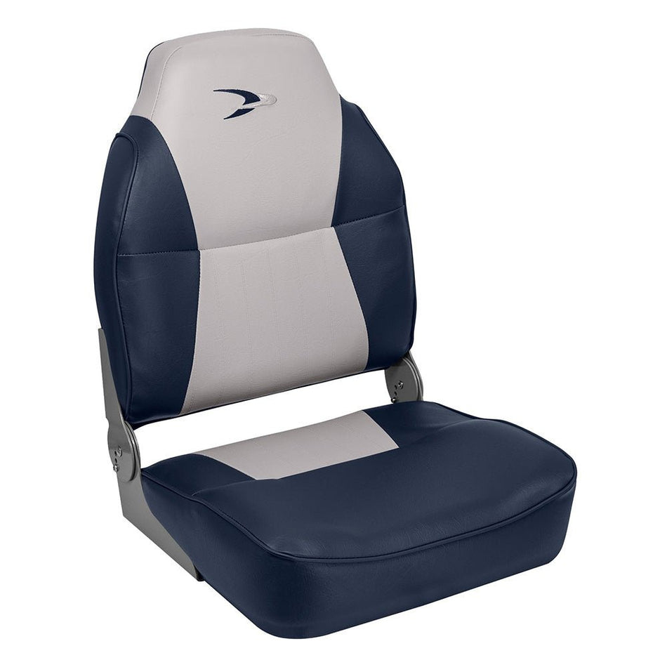 Wise Lund Style High - Back Fishing Seat - Grey/Navy - Get Tight Gear