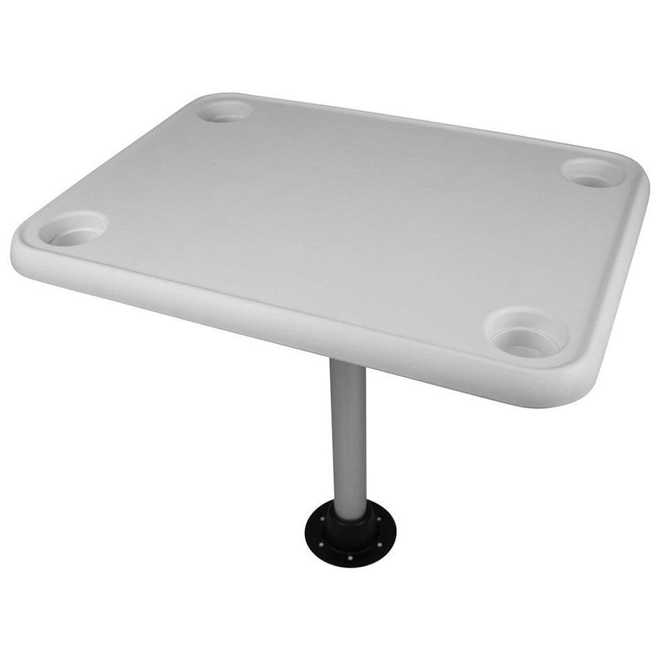 Wise White Rectangular Table - 4 Drink Holders w/Pedestal - Get Tight Gear