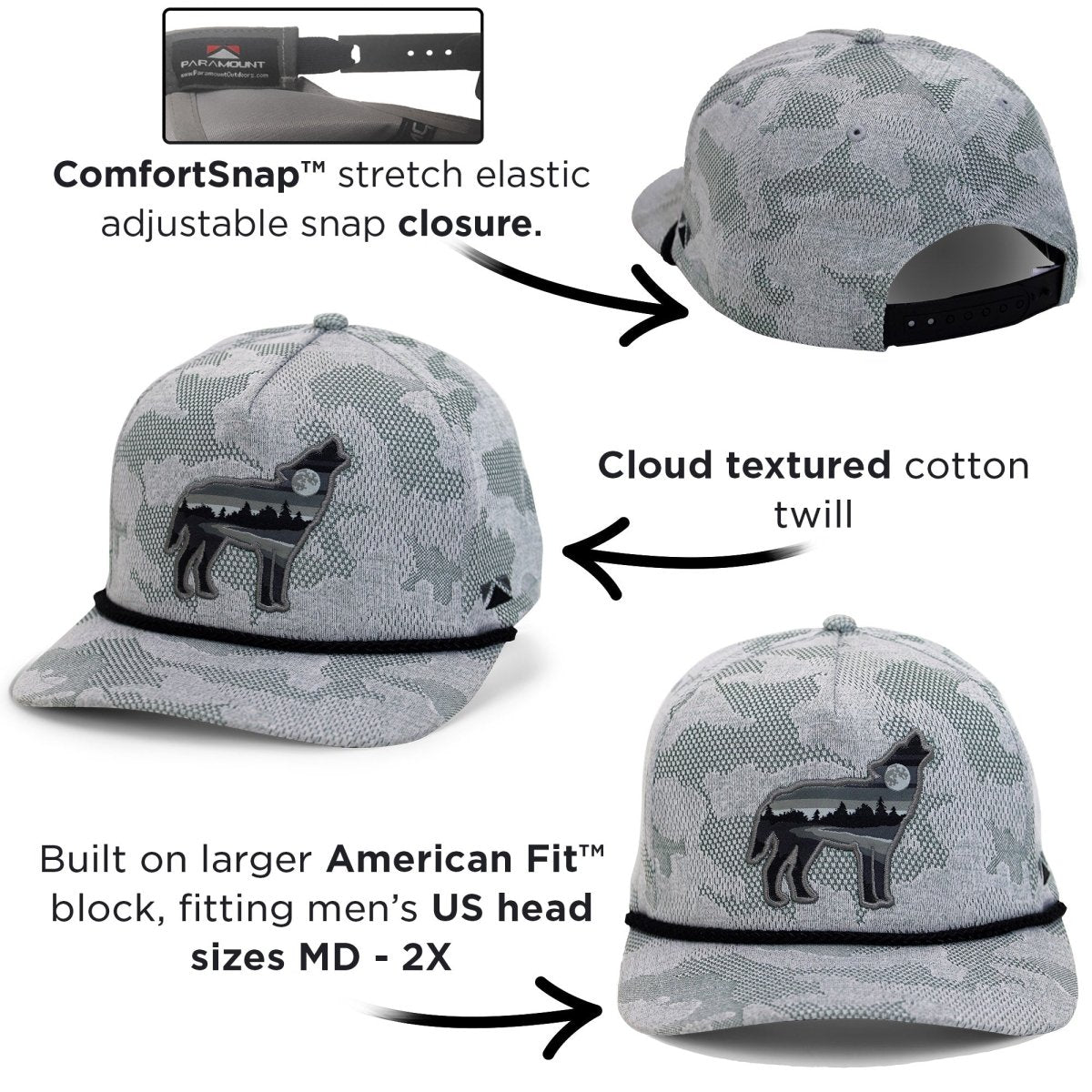 Wolf Howl Cloud Texture 5 - Panel Rope Cap - Get Tight Gear