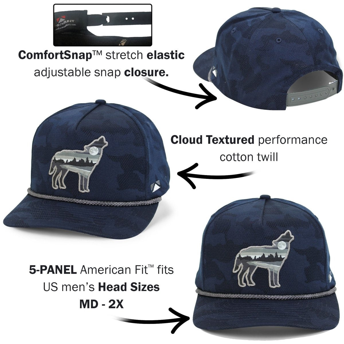 Wolf Howl Cloud Texture 5 - Panel Rope Cap - Get Tight Gear