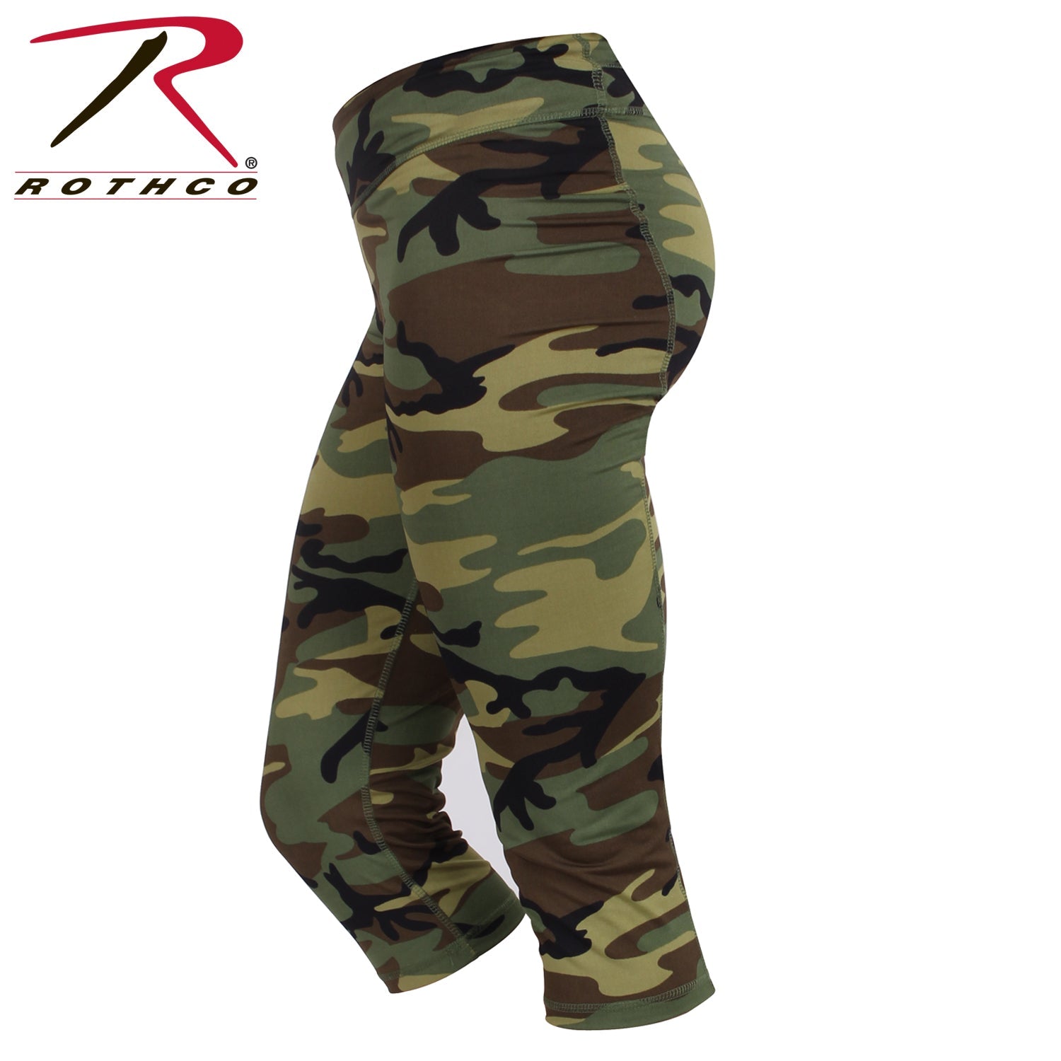 Womens Camo Workout Performance Capris Woodland Camo Size XS - Get Tight Gear